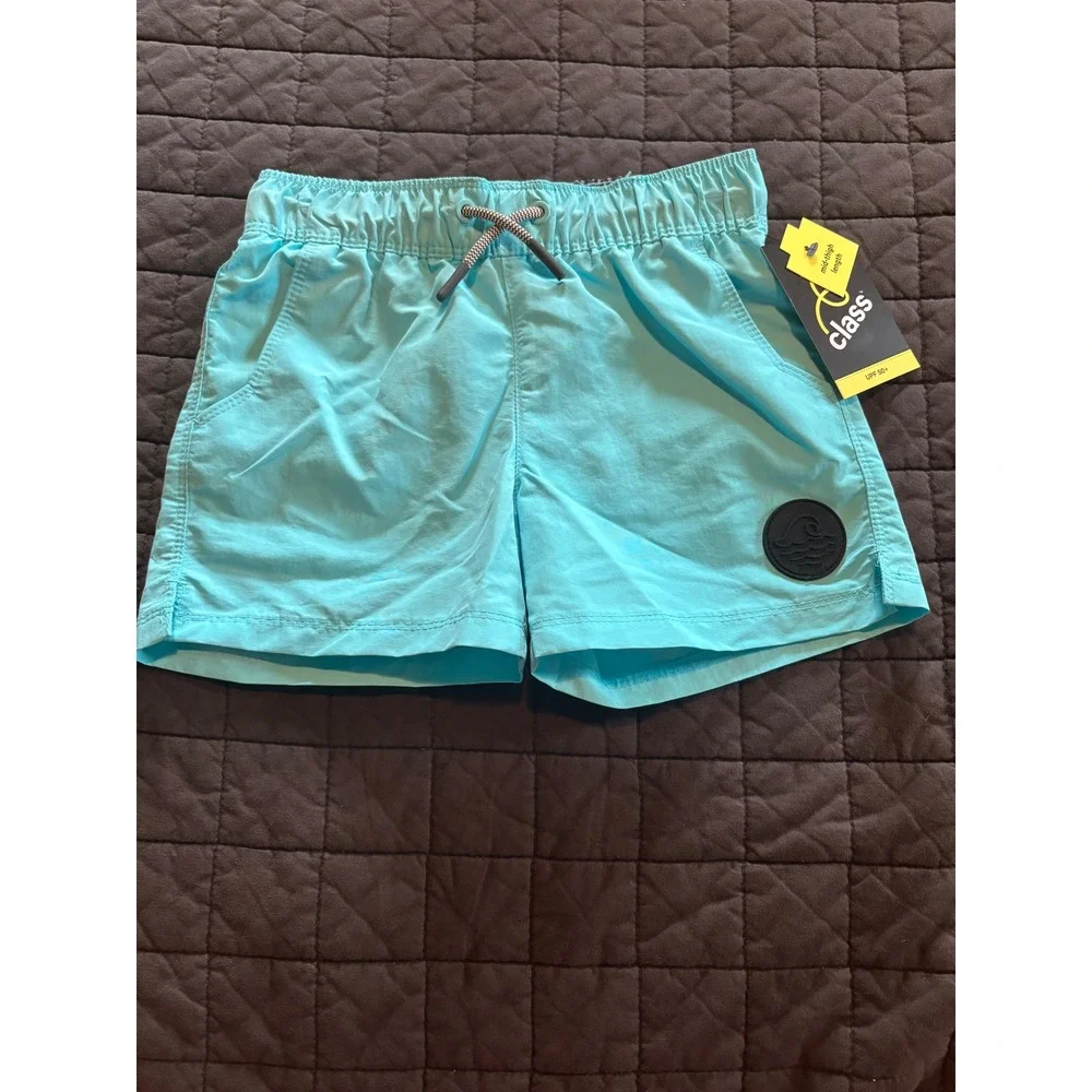 Art Class Boys Swim Trunks Aqua Blue UPF 50+ Mid-Thigh Board Shorts NWT Size 4/5